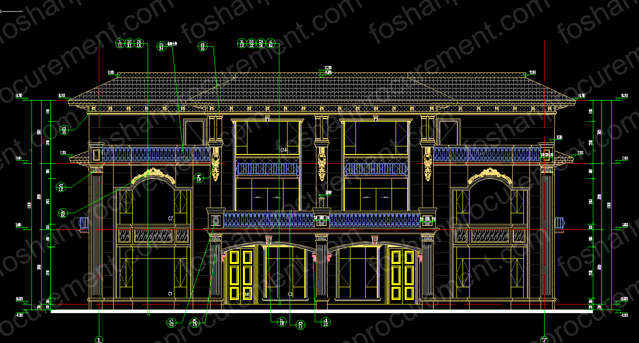 Front Elevation — Full Facade (CAD)