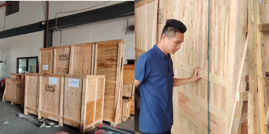 Crated units on the loading platform and in the yard before dispatch